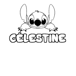 Coloriage prénom CÉLESTINE - décor Stitch