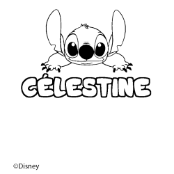 Coloriage pr&eacute;nom C&Eacute;LESTINE - d&eacute;cor Stitch