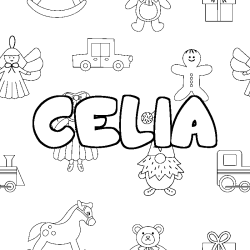 Coloriage CELIA - d&eacute;cor Jouets