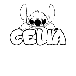Coloriage prénom CELIA - décor Stitch