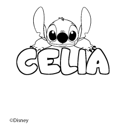 Coloriage pr&eacute;nom CELIA - d&eacute;cor Stitch