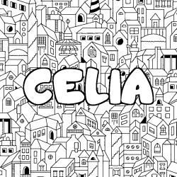 Coloriage CELIA - d&eacute;cor Ville