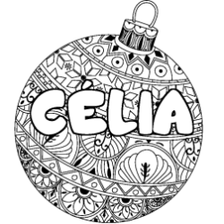 Coloriage prénom CÉLIA - décor Boule de Noël