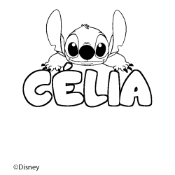 Coloriage pr&eacute;nom C&Eacute;LIA - d&eacute;cor Stitch