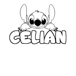 Coloriage prénom CELIAN - décor Stitch