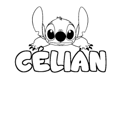Coloriage prénom CÉLIAN - décor Stitch