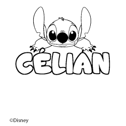 Coloriage pr&eacute;nom C&Eacute;LIAN - d&eacute;cor Stitch