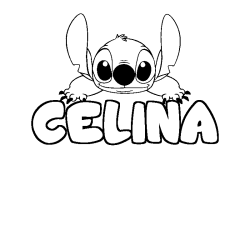 Coloriage prénom CELINA - décor Stitch