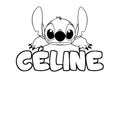 Coloriage prénom CÉLINE - décor Stitch