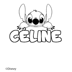 Coloriage pr&eacute;nom C&Eacute;LINE - d&eacute;cor Stitch