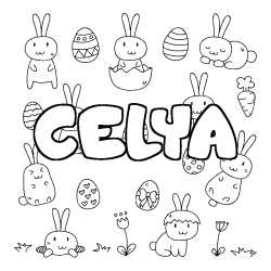 Coloriage CELYA - d&eacute;cor Paques