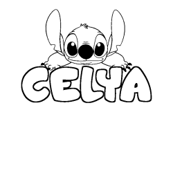 Coloriage prénom CELYA - décor Stitch