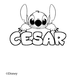 Coloriage pr&eacute;nom CESAR - d&eacute;cor Stitch
