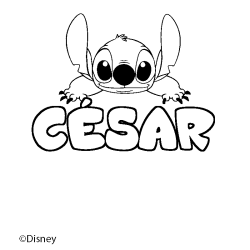 Coloriage pr&eacute;nom C&Eacute;SAR - d&eacute;cor Stitch