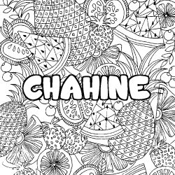 Coloriage pr&eacute;nom CHAHINE - d&eacute;cor Mandala fruits