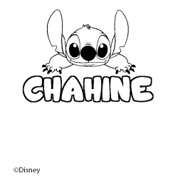 Coloriage pr&eacute;nom CHAHINE - d&eacute;cor Stitch