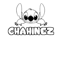 Coloriage prénom CHAHINEZ - décor Stitch