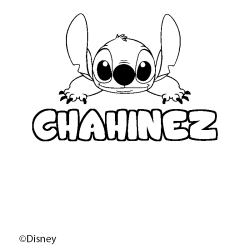Coloriage pr&eacute;nom CHAHINEZ - d&eacute;cor Stitch
