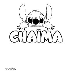 Coloriage pr&eacute;nom CHA&Iuml;MA - d&eacute;cor Stitch
