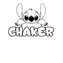 Coloriage prénom CHAKER - décor Stitch