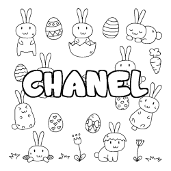 Coloriage pr&eacute;nom CHANEL - d&eacute;cor Paques