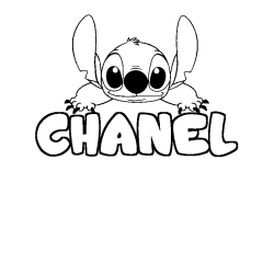 Coloriage prénom CHANEL - décor Stitch
