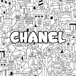 Coloriage pr&eacute;nom CHANEL - d&eacute;cor Ville