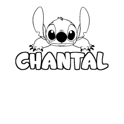 Coloriage prénom CHANTAL - décor Stitch
