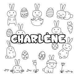 Coloriage pr&eacute;nom CHARL&Egrave;NE - d&eacute;cor Paques