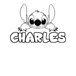 Coloriage prénom CHARLES - décor Stitch