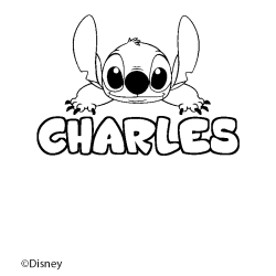 Coloriage pr&eacute;nom CHARLES - d&eacute;cor Stitch