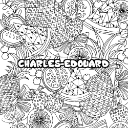 Coloriage pr&eacute;nom CHARLES-EDOUARD - d&eacute;cor Mandala fruits