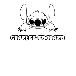 Coloriage prénom CHARLES-EDOUARD - décor Stitch