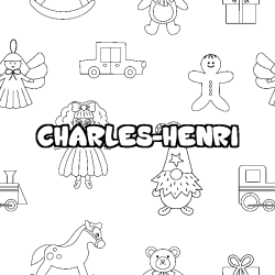 Coloriage prénom CHARLES-HENRI - décor Jouets
