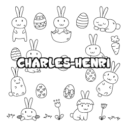Coloriage pr&eacute;nom CHARLES-HENRI - d&eacute;cor Paques