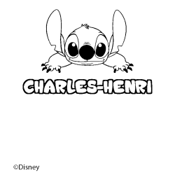 Coloriage pr&eacute;nom CHARLES-HENRI - d&eacute;cor Stitch