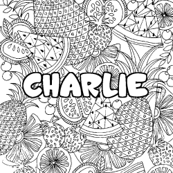 Coloriage pr&eacute;nom CHARLIE - d&eacute;cor Mandala fruits