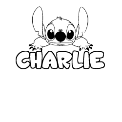 Coloriage prénom CHARLIE - décor Stitch