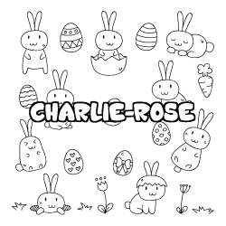 Coloriage prénom CHARLIE-ROSE - décor Paques