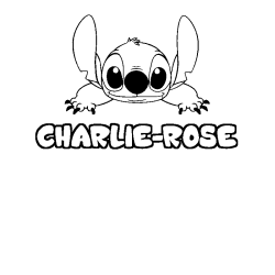 Coloriage prénom CHARLIE-ROSE - décor Stitch