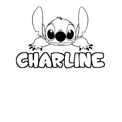 Coloriage prénom CHARLINE - décor Stitch