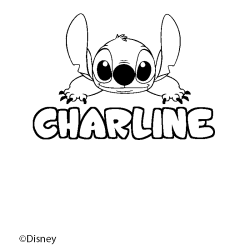 Coloriage pr&eacute;nom CHARLINE - d&eacute;cor Stitch