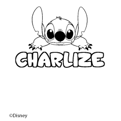 Coloriage pr&eacute;nom CHARLIZE - d&eacute;cor Stitch