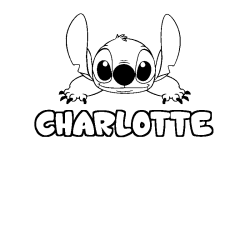Coloriage prénom CHARLOTTE - décor Stitch