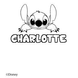Coloriage pr&eacute;nom CHARLOTTE - d&eacute;cor Stitch