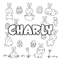 Coloriage CHARLY - d&eacute;cor Paques
