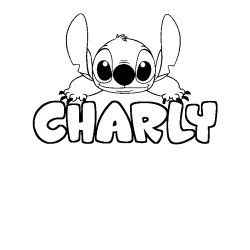 Coloriage prénom CHARLY - décor Stitch