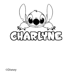 Coloriage pr&eacute;nom CHARLYNE - d&eacute;cor Stitch