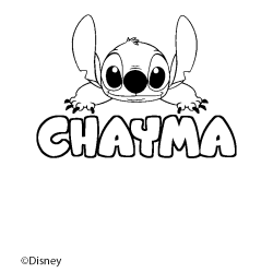 Coloriage pr&eacute;nom CHAYMA - d&eacute;cor Stitch