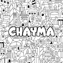 Coloriage prénom CHAYMA - décor Ville
